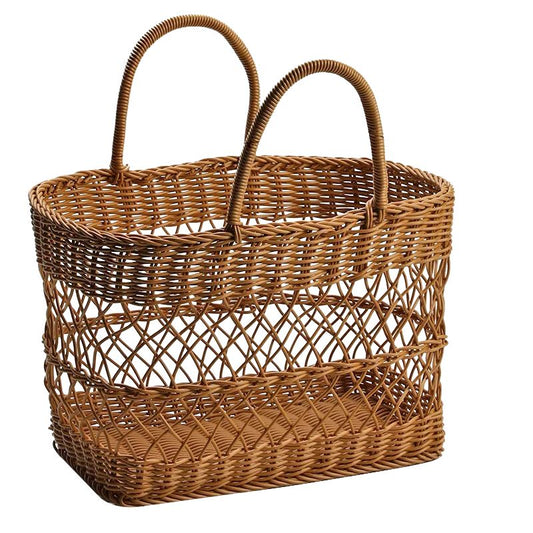 Sac à Main Panier Grand Format Robuste et Durable, de couleur marron, sur un fond blanc.