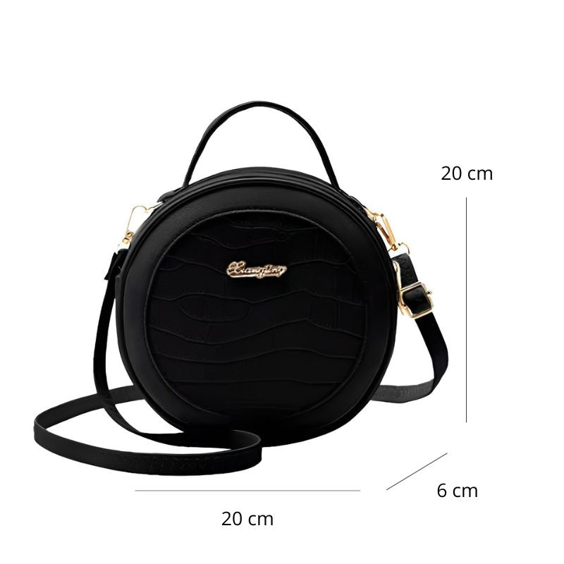Sac à Main Rond Chic et Élégant, avec ses dimensions détaillées.