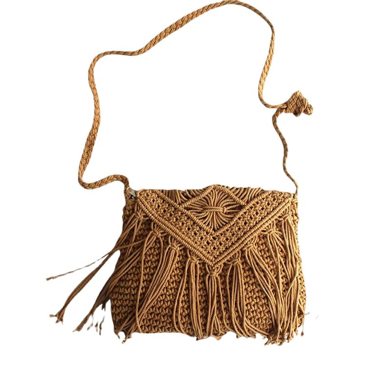 Sac à Main Vintage en Coton Tissé marron sur fond blanc