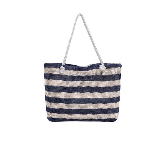 Sac de Plage en Osier à Rayures sur fond blanc