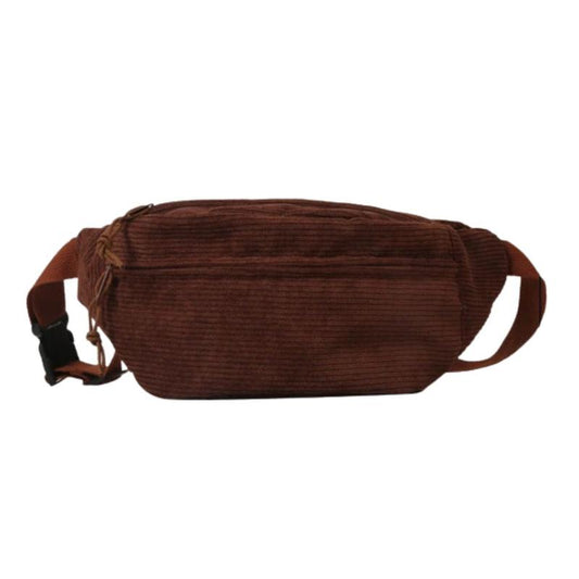 Sac Banane Femme Marron en Velours Côtelé sur fond blanc