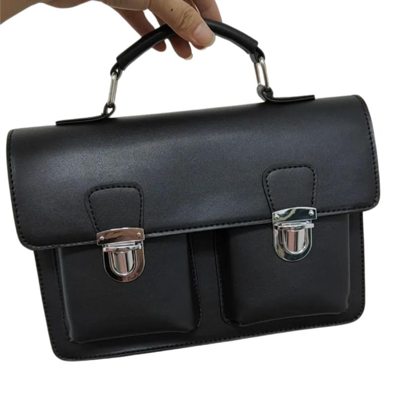 Sac Cartable Femme Noir de Style Malette sur fond blanc