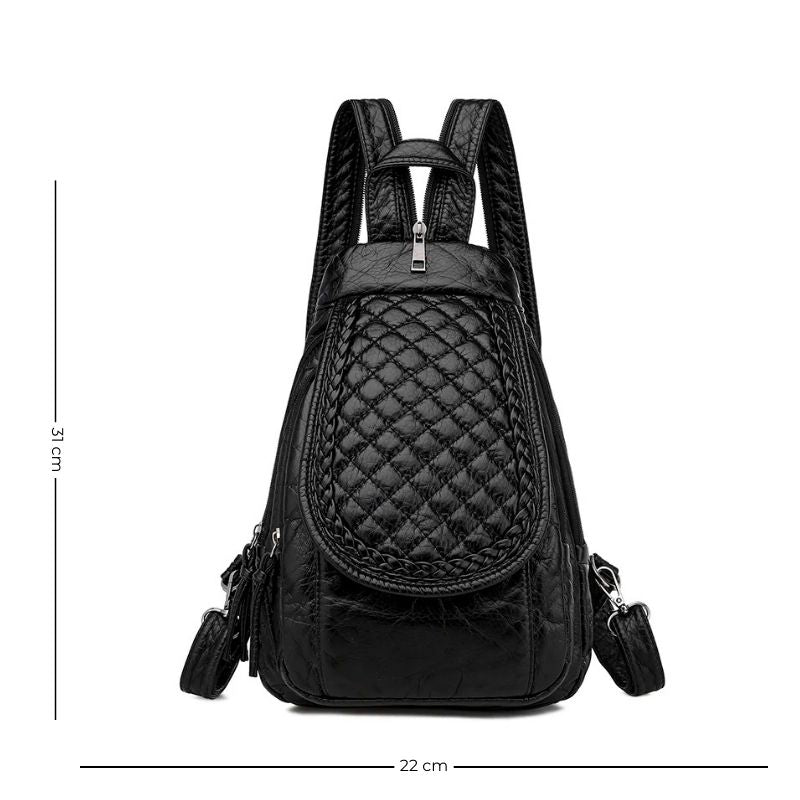 Sac à Main et à Dos Femme Noir et Compact sur fond blanc