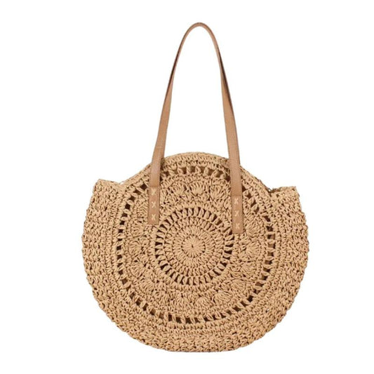 Sac à Main Panier Rond et Bohème sur fond blanc