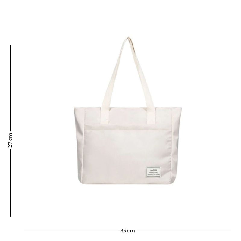 Sac Ordinateur Femme Blanc en Toile sur fond blanc