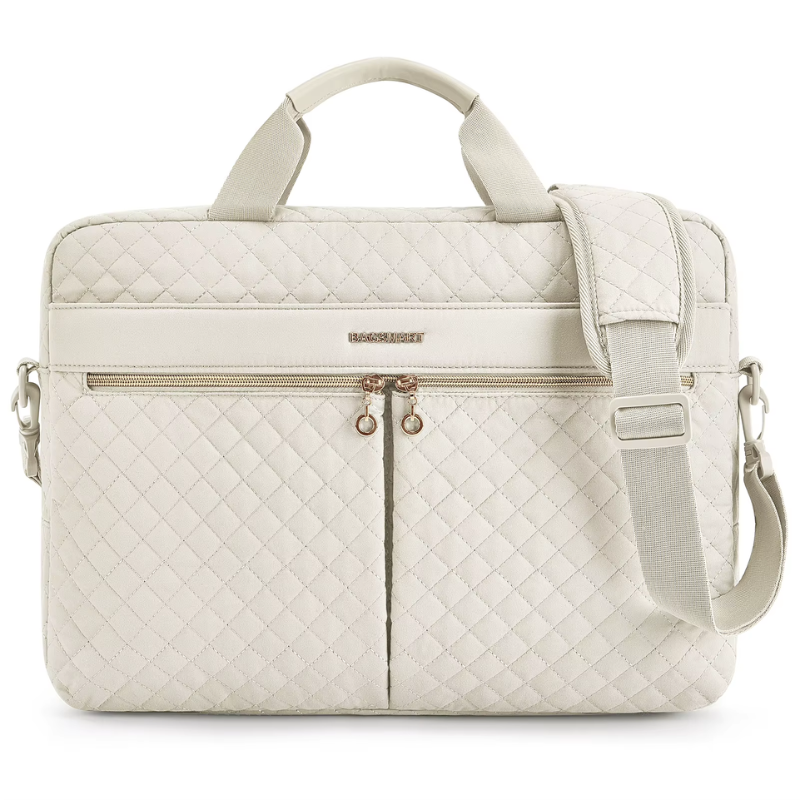 Sacoche Ordinateur Femme Tendance en blanc crème, vue de face - Blanc Crème