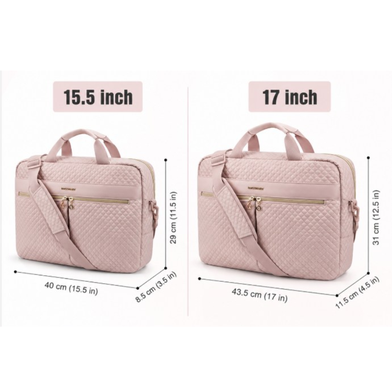 Dimensions de la Sacoche Ordinateur Femme Tendance : 15,6 pouces (40x29x8,5 cm) et 17,3 pouces (43,5x31x11,5 cm) - Noir - Blanc Crème - Taupe - Rose