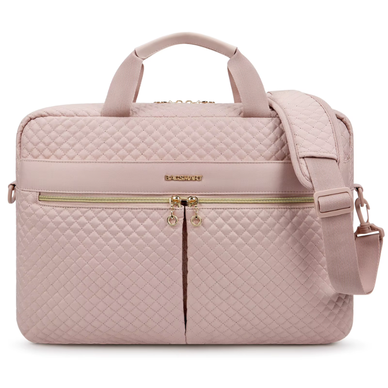 Sacoche Ordinateur Femme Tendance en rose, vue de face - Rose