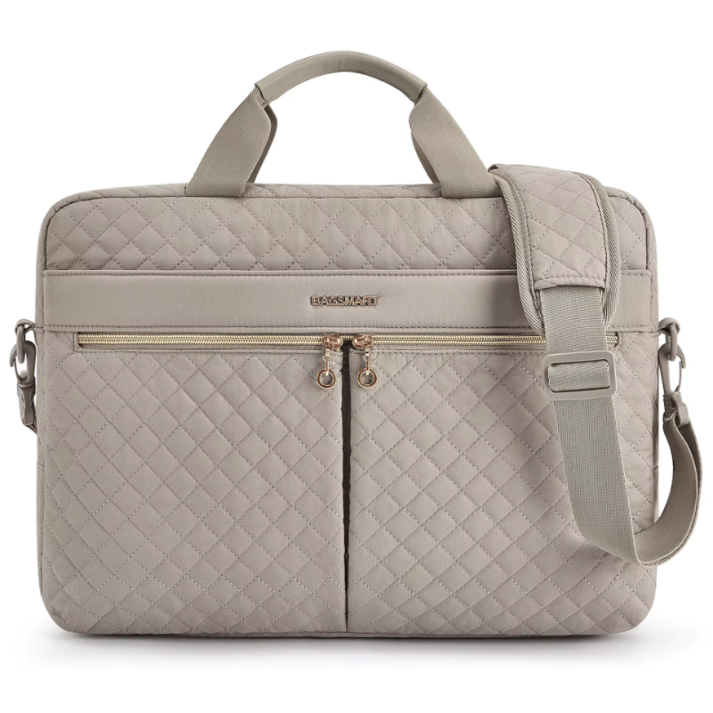 Sacoche Ordinateur Femme Tendance en taupe, vue de face - Taupe